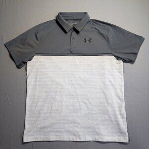 Under Armour Golf polo shirt men's size XL grey with perforated pattern on front